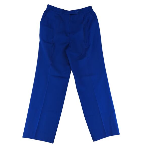 VTG Alex 100% Wool‎ Cobalt Blue Dress Pants Pleated Women's 12 High Rise Trouser - Picture 1 of 9